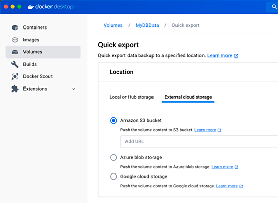 Docker Desktop 4.32でボリュームをクラウドへバックアップ