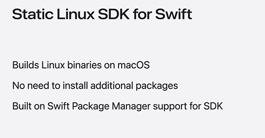 Swift Static Linux SDK」を発表