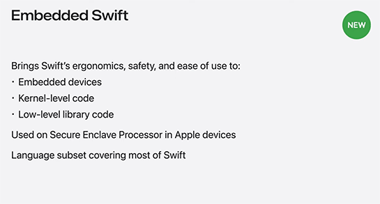 「Embedded Swift」も発表