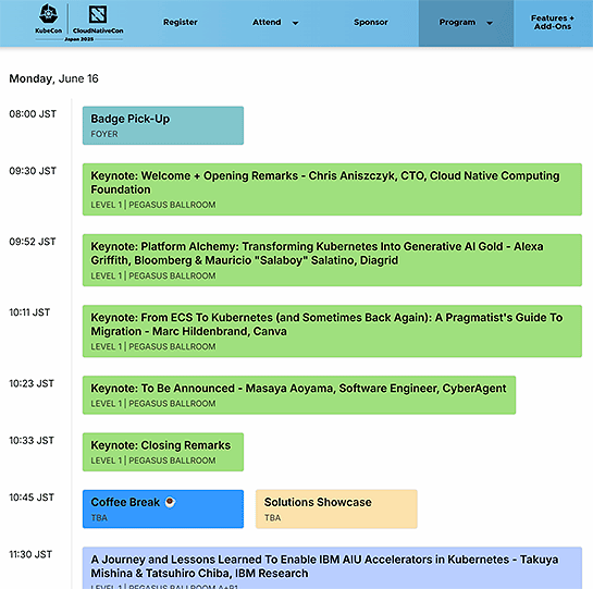 KubeCon＋CloudNativeCon Japan 2025タイムテーブル